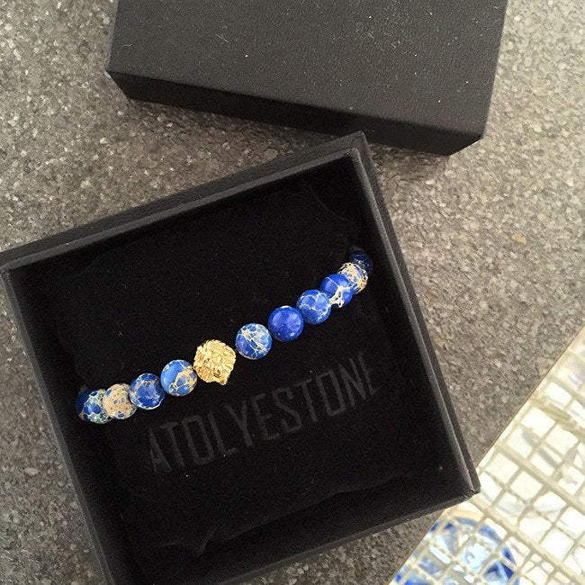 Atolyestone Bracelet - 18K GOLD LION BLUE JASPER