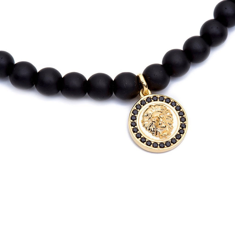 Atolyestone Bracelet - 18K YELLOW GOLD LION CHARM ONYX