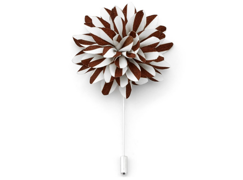 Lapel flower stripes brown / white