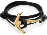 Virginstone Bracelet - Anchor Bracelet Black leather / Gold