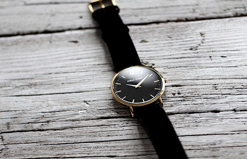 William Strouch Watch - CLASSIC BLACK+ GOLD STRAP