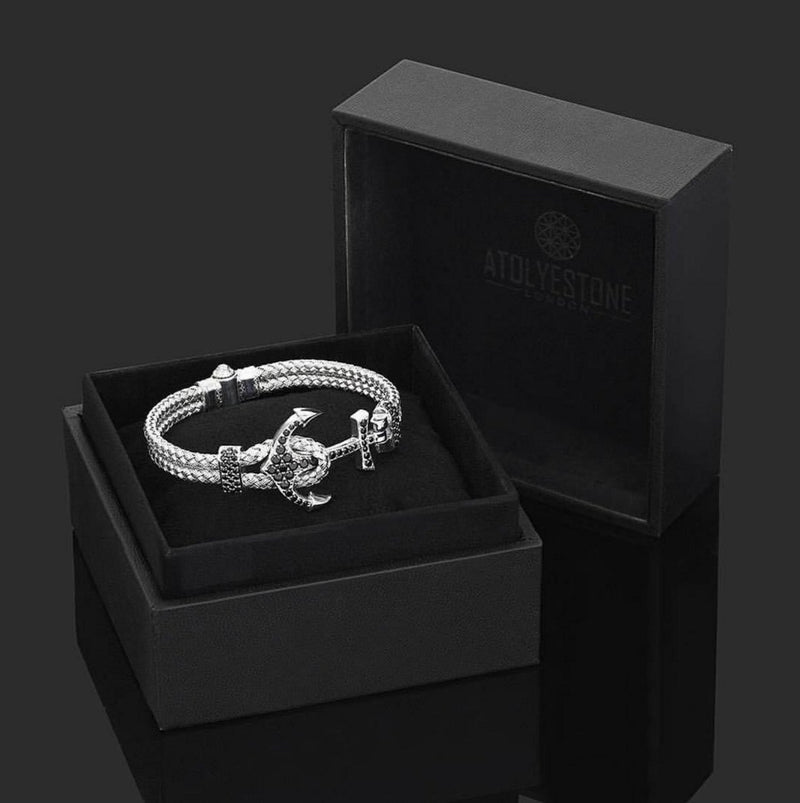 Bracelet - 18K WHITE GOLD ANCHOR BANGLE