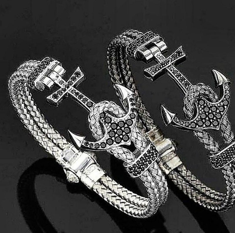 Bracelet - 18K WHITE GOLD ANCHOR BANGLE