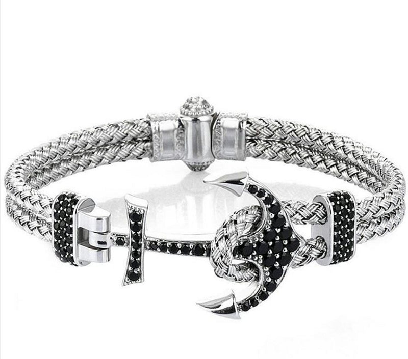 Bracelet - 18K WHITE GOLD ANCHOR BANGLE