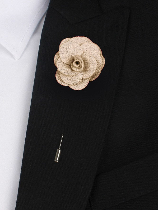 Lapel Pin - Lapel Flower Beige