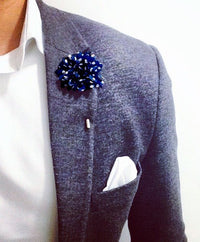 Lapel Pin - Lapel Flower Navy Polka