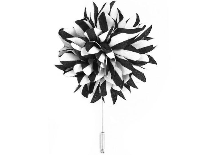 Lapel Pin - Lapel Flower Stripes Black / White